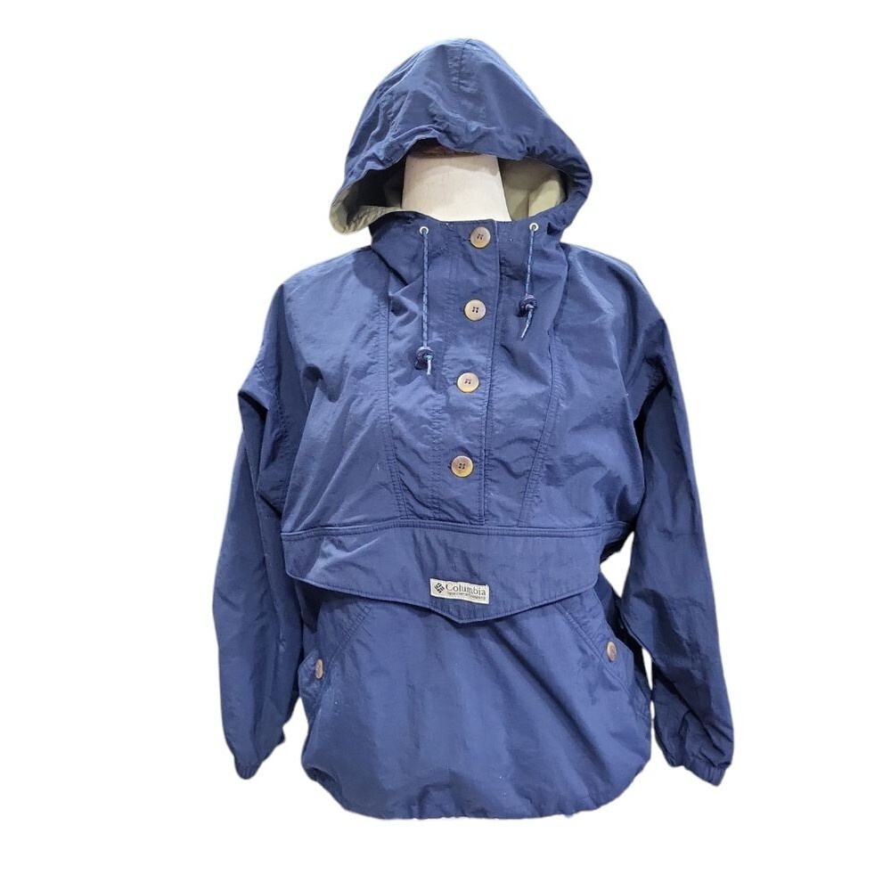 Vintage windbreaker Columbia Women's 1/4 Button sporty athletic Kangaroo jacket